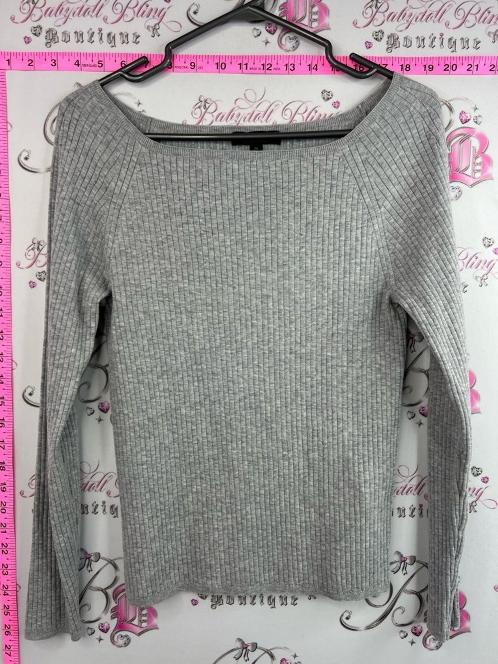 Banana Republic sweater cotton grey Light Gray Ribbed Scoop Neck Sweater